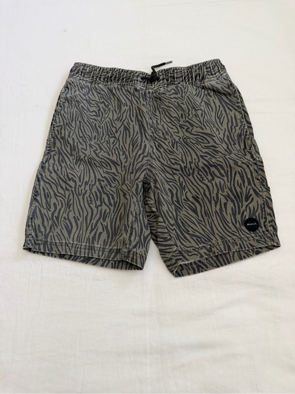 RVCA Olive Gray Zebra-Print Shorts